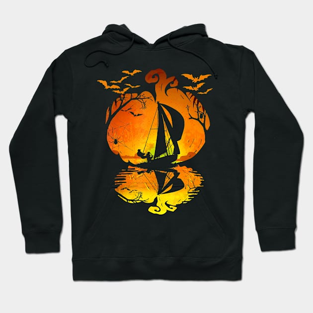 Sailboat Silhouette Pumpkin Halloween Sailing Costume Hoodie by AlexWu